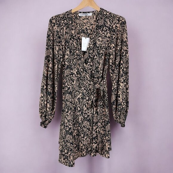 NWT Lusana Ruby Wrap Mini Dress in Palma 100% Crepe Georgette - Picture 5 of 8